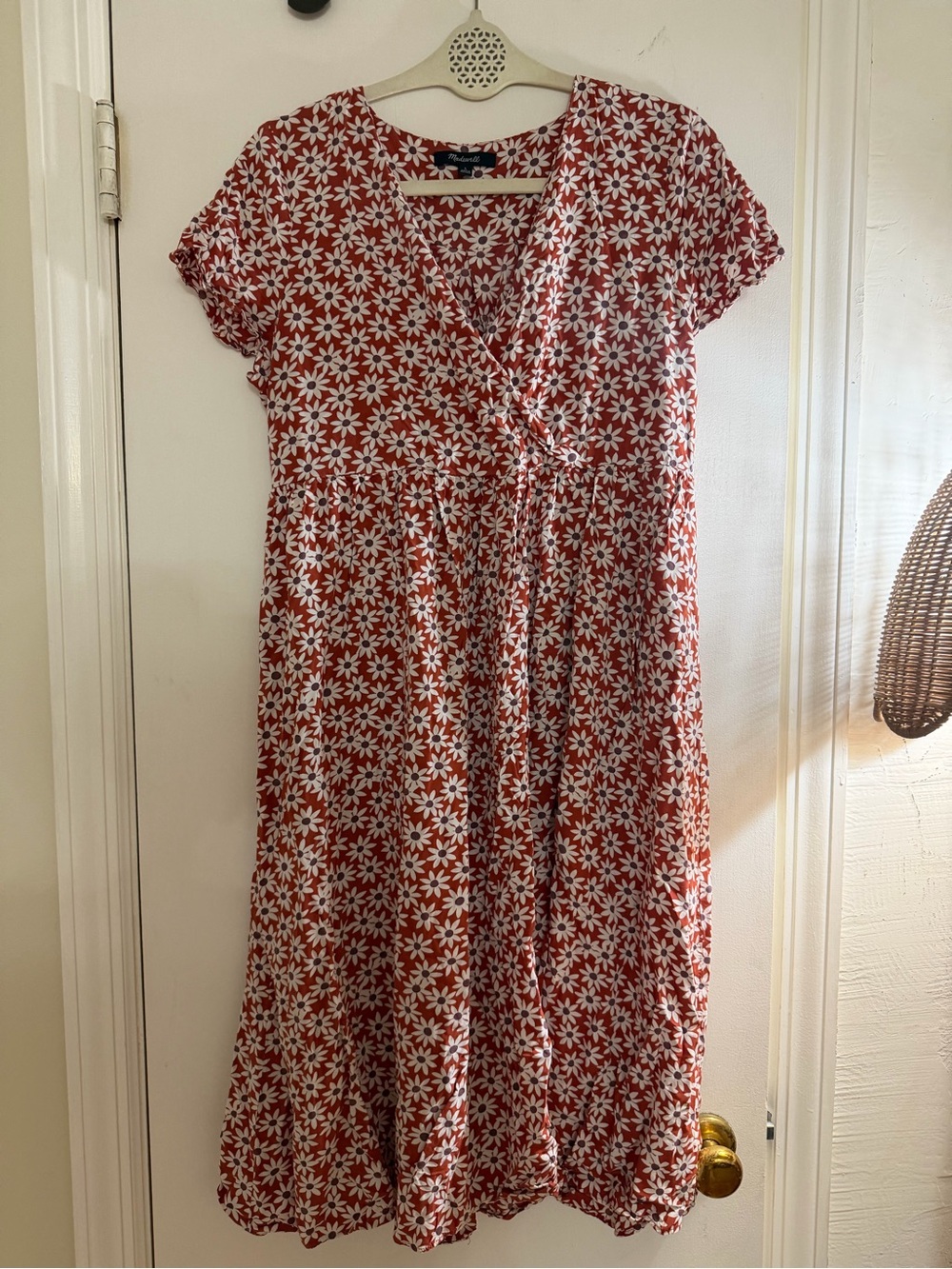 Madewell Red Floral Wrap-Style Women's Dress